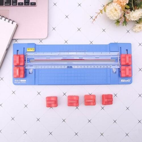 4 in 1 Paper Trimmer with Wave Skip Straight Fold Line Cutter Head Side Ruler 9" Cutting Length A4/A5 Paper Cutting Mat