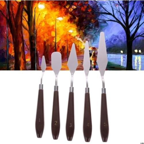 5PCS Professional Steel Artist Oil Painting Art Paint Palette Spatula