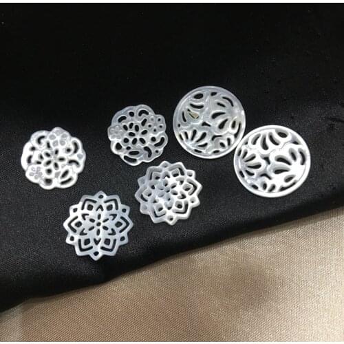 15-18MM 6Pcs 100% Natural Pearl Mother Shell Lace Style Jewellery Earring Necklace Charms Beads Jewelry Accessories Findings