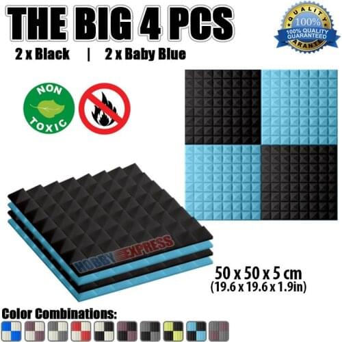 Arrowzoom 19.6 x 19.6 x 1.9" Pyramid Bundle Acoustic Foam Sound Absorption Studio Panel 4 pcs Color Combination KK1034