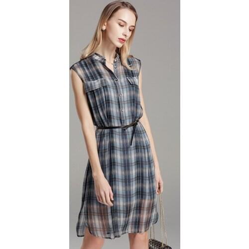 White Grey Plaid Sleeveless Silk Dresses Women 2021 Summer Long Casual Sexy Office Work Daily Dress Plus Size Slim Fit A Line