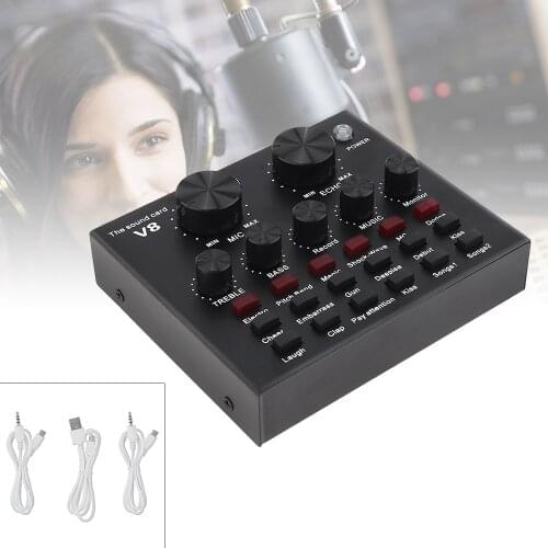 V8 Bluetooth Mobile Phone Microphone Live Usb External Sound Card Audio Broadcast Set w/ 3.5mm audio Jack for Computer PC Phone