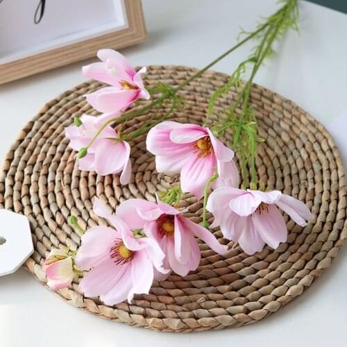 4Pcs/lot Simulation 7 Heads Cosmos Silk Flower for Home Decoration Artificial Poppy Flower Wedding Road Lead Flower Arrangement