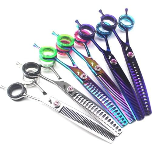 7 inch Pet Curved Thinning Scissors Professional Dog Thinning Shears Cat Grooming Clipper Hair Cut Tool Rate Shark/60% Dense/30