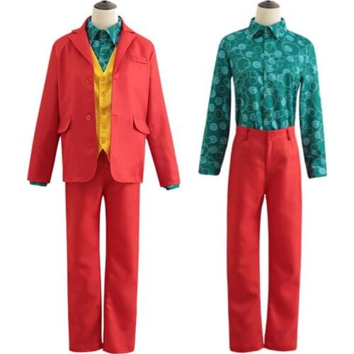 Joker Joaquin Phoenix Arthur Fleck Cosplay Costume Suits Halloween Party Uniforms for Adult Kids Shirts+Coat++Vest+Pant C34856AD