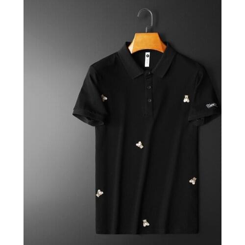 2021 Sumer New Embroidered Mercerized Beaded Cotton Short Sleeve POLO Shirt for Men