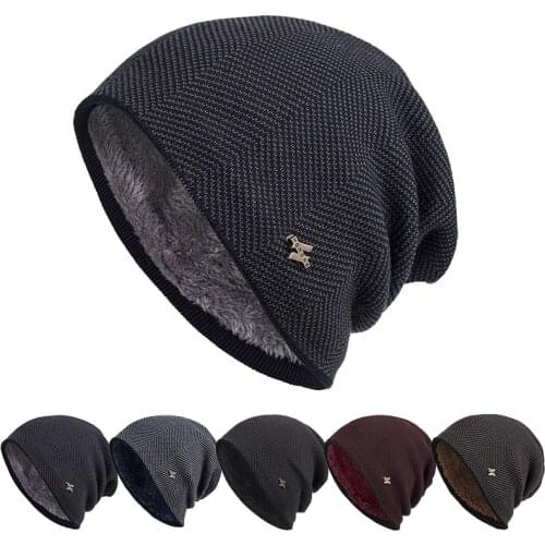 Hot Knitted Beanies Skullies For Adult Men Unisex Winter Warm Hat Casual Cotton Wool Hats Outdoor Solid Fleece Caps