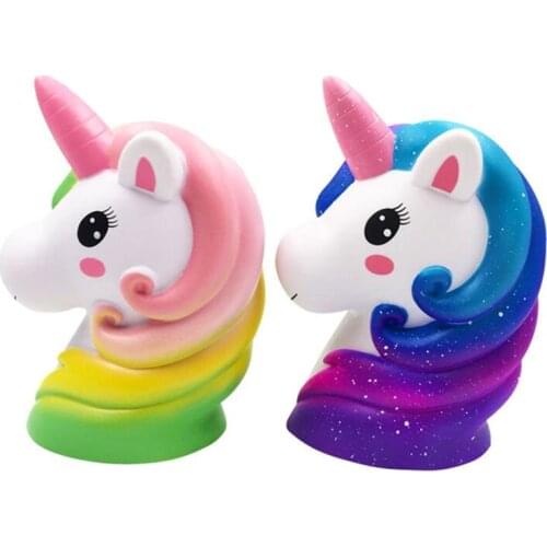 Jumbo Colorful Unicorn Head Squishy Soft Slow Rising Scented Squishies Kids Grownups Stress Relief Squeeze Toys Toy 13*11*7.5 CM