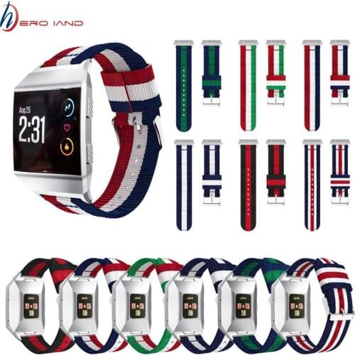 Nylon Watch band for Fitbit Ionic Smart watch Bracelet Strap with Stainless Steel Connector Replacement Accessories wristband