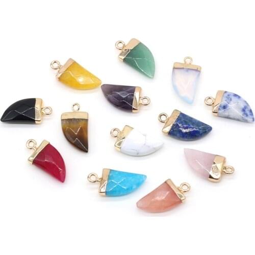Natural Crystal Stone Pendant Knife Shapes Agates Turquoises Amethysts Faceted Stone Charms for Jewelry Making Necklace Earring