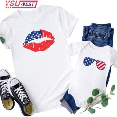 Mommy and Me Outfits Mommy and Me Shirts Mama Girl Matching T-Shirts Lip Glasses Print Mother Daughter Shirts Gift Boys New Baby