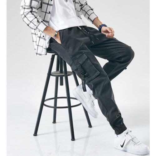 Autumn /Winter Jeans Mens Cargo Pants Loose Tappered Trousers Harem Trousers Male Ankle Length Pants Plus Size Men Jeans Pants