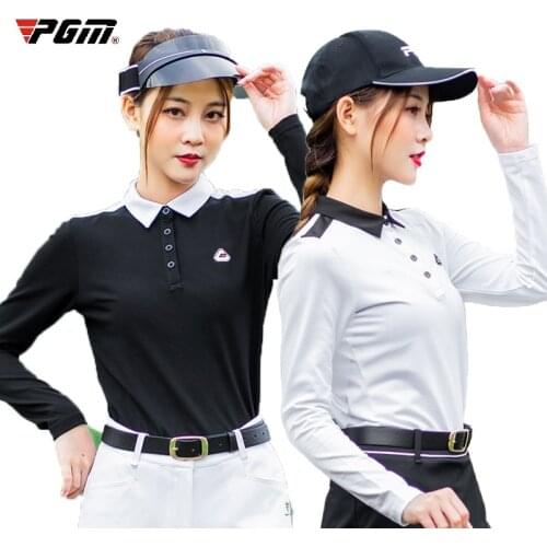 PGM Womens Golf Sportswear Long Sleeve Breathable Golf Shirts Ladies Slim Fit Golf T-shirt Golf Casual Wear