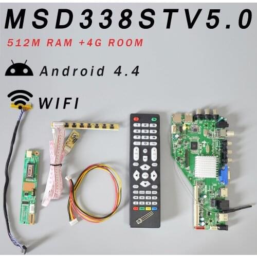 RAM 512M & 4G storage MSD338STV5.0 Intelligent Wireless Network TV Driver Board Universal Andrews LCD Motherboard+1Lamp Inverter