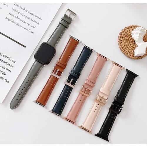 Genuine Leather strap for Apple watch band 42mm 44mm iWatch 38mm 40mm Single tour bracelet Series 5 4 3 6 2 1 SE