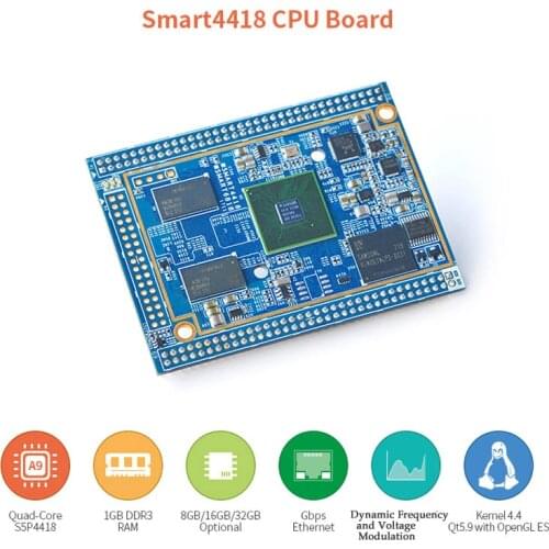 Smart4418 CPU Board S5P4418 Cortex-A9 1GB RAM + 8GB eMMC Integrated Gbps Ethernet Audio Jack Smart4418 CPU Board