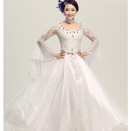 Modern dance ballroom dance dress pendant cuff dress Waltz Tango standard competition costumes