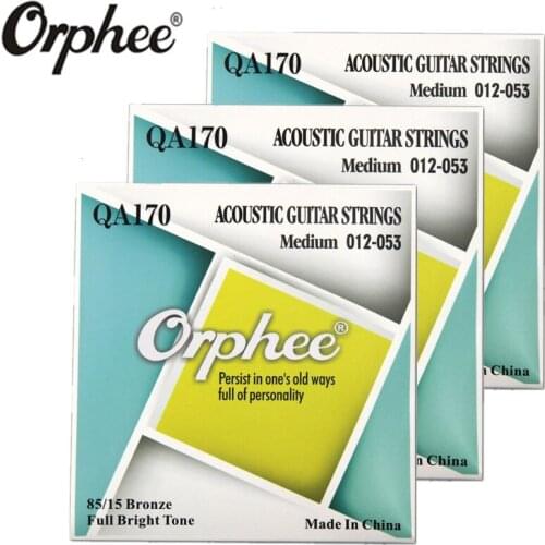 Orphee QA170 012-053 Acoustic Guitar Strings 80/15 Bronze Hexagonal alloy Vacuum Packaging guitar accessories 3 set