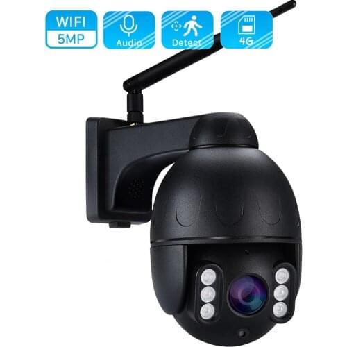 Outdoor Street HD 5MP 4G SIM Dome IP Camera 5X ZOOM MiFi PTZ Bullet Camera With Flash Card Slot two way Audio MIC