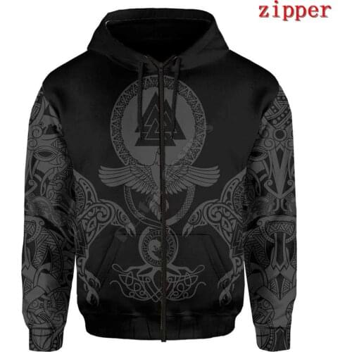 Viking Tattoo 3D Hoodies Printed Harajuku Coat Jacket Men For Women Fashion Zipper hoodies Drop Shipping 09