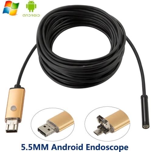 Phone Android Endoscope Waterproof Borescope Micro USB Inspection Video Camera 5.5mm lens 5/10M 6 leds Hd 640*480 For Smartphone