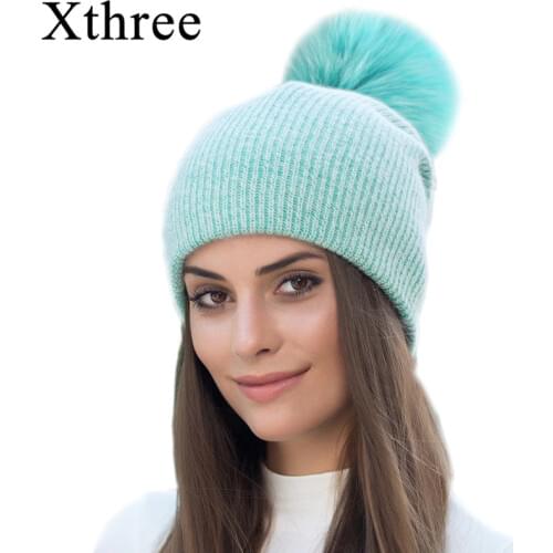 Xthree Women's Hats With Pompoms