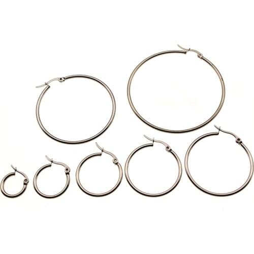 10pcs 316L Stainless Steel Big Circle Wire Hoops Loop Earrings Hooks Clasp for DIY Dangle Earring Jewelry Making Accessories