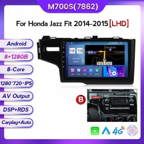 1280*720 6GB+128GB Car Multimedia Radio Video Player For Honda Jazz Fit 2014 2015 - 2020 GPS 4G LTE RDS Built-in Carplay Auto