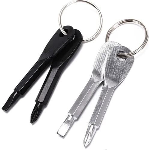 2Pcs Portable Phillips Slotted Screwdriver Key Ring keyring Multi Mini Pocket Repair Tool Gadget Camp Hike Outdoor