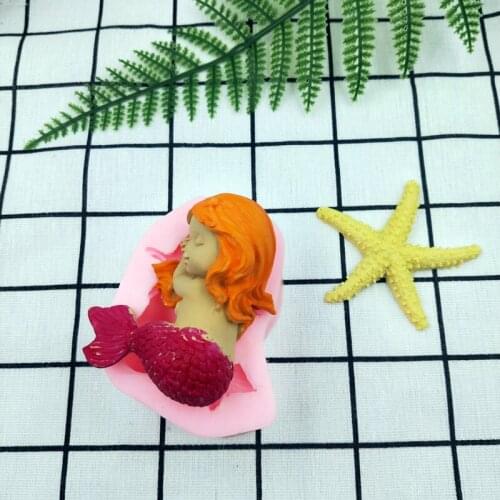 3D Little Mermaid Cake Decoration Silicone Mold Soap Mould DIY Handmade Kitchen Bakeware Accessaries