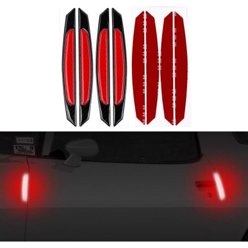 4 Pieces/pack Car Door Bumper Sticker Warning Safety Mark Anti-collision Car Reflective Strip Auto Side Anti-scratch Strip