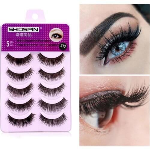 5 Pairs False Eyelashes Long Thick Natural Soft Handmade Fake Eyelashes Set Mink Eyelashes Eyelash Extension Makeup Tool