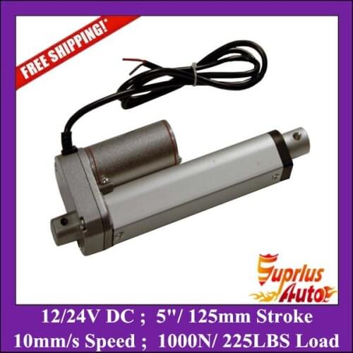 Free Shipping 100% factory sales ! 12v DC electric linear actuator 125mm stroke -1000n=100kgs=225lbs -1PC