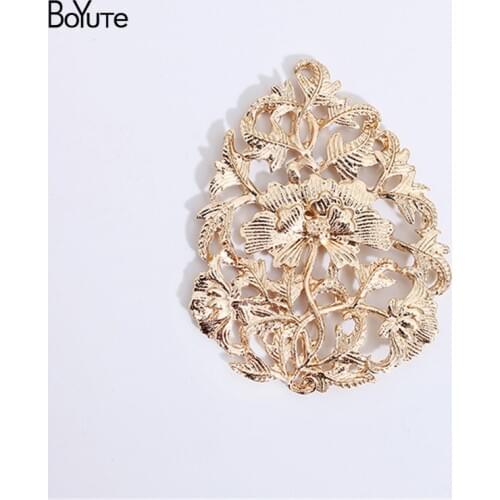 BoYuTe (20 Pieces/Lot) Metal Alloy 38*48.5MM Water Drop Flower Materials Vintage Diy Hand Made Jewelry Accessories
