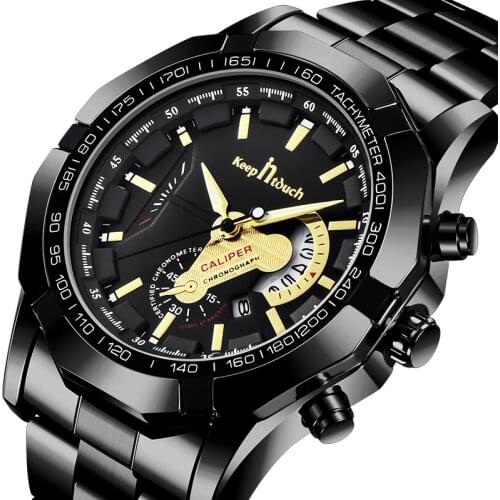 KEEP IN TOUCH Mens Watches Top Brand Luxury Big Dial Business Quartz Watch Male Clock Waterproof Luminous Relogio Masculino