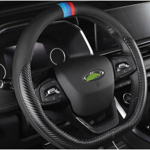 Car Steering Wheel Cover Breathable Anti Slip PU Leather For Chery Tiggo 7 Tiggo8 Pro Auto Decoration Carbon Fiber