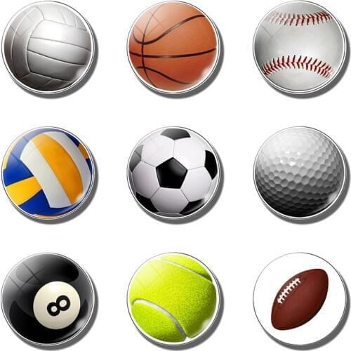 Football decorative refrigerator magnets movement Soccer basketball tennis ball 30MM fridge magnet for kids message board