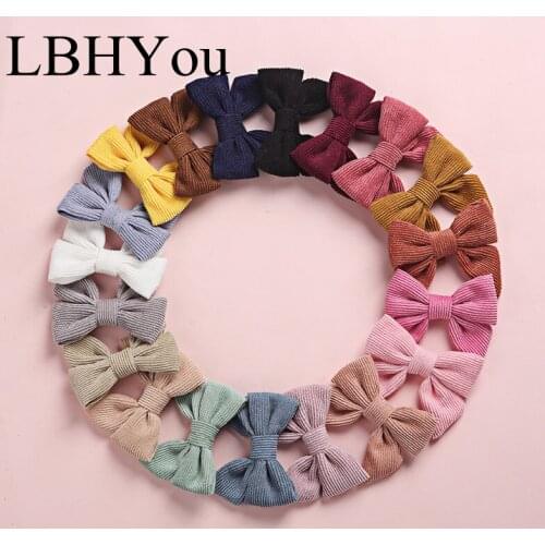 20PCS Kids Girls Corduroy Bows Hair Clips Handmade Swallow Tail Hairpins Children School Girls Hair Barrettes