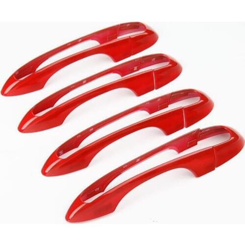 For Jeep Compass 2017 8PCS Luxury Red Car Door Handle Bowl Protector Cover Trim Molding ABS Chrome Car Styling Accessories