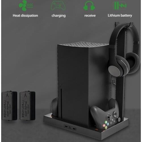 3XUE 2-in-1 Charging Station Dock Cooling Fan with Headset Holder Compatible with X-Series S Cooler System Accessories