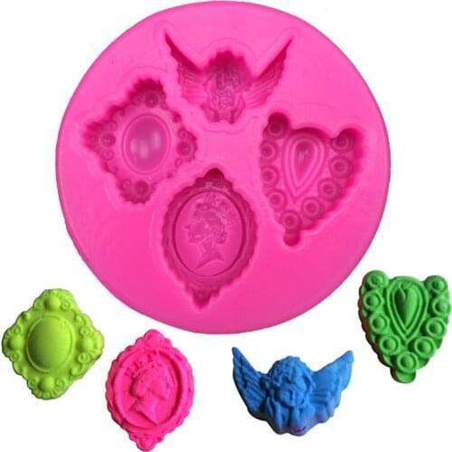 Angel gem beauty head Shape fondant silicone mold kitchen chocolate pastry candy Clay making cupcake lace decoration tool F-0105