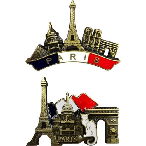 French Paris Refrigerator Metal 3D Souvenir Fridge Magnet Handmade Craft Tourist Travel City Collection Letter Refrigerator Stic