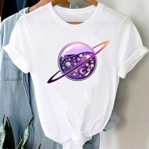 T-shirts Women 90s Cartoon Space Girl Ladies Short Sleeve Spring Summer Clothes Stylish Tshirt Top Lady Print Sexy Tee T-Shirt