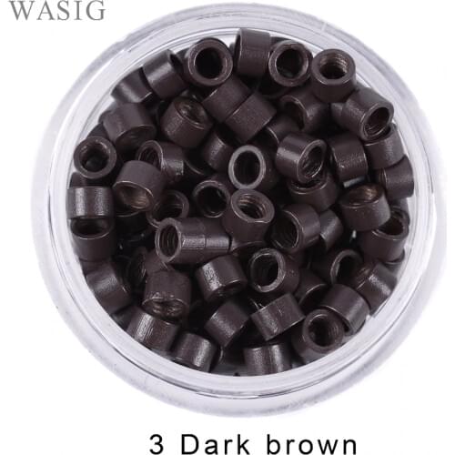 1000Pcs 4.0*2.7*2.7mm Hair Extension Tools Micro Rings Beads Links With Screws # Dark Brown