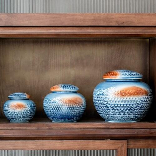 Ceramic Sealed Tea Caddy with Lid Retro-style Household Snacks Dried Fruit Candy Storage Jar Kitchen Condiment Storage Jar