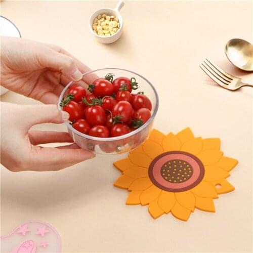Bowl Mat Heat-resistant Heat Insulation Silicone Hanging Anti-scald 3D Sunflower Starfish Placemat Durable Heat-resistant Pad