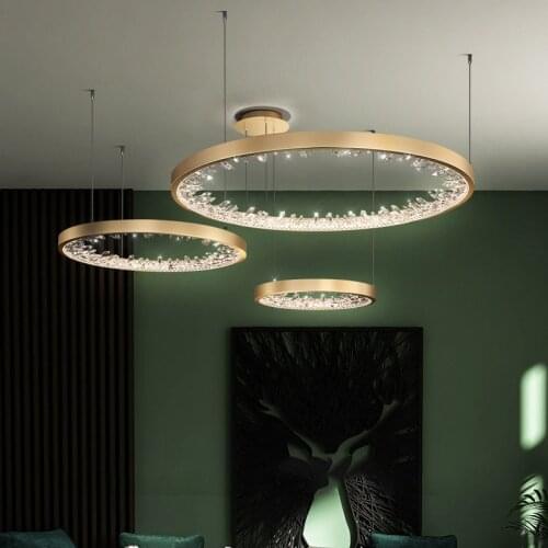New Modern LED Chandeliers Round Circle Crystal Living Room Design Led Ring Hanging Lamp For Bedroom Dining Room Projects Lights