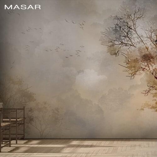 MASAR HD environmental fresco Bird and Tree Old Man Room Living Room Bedroom Background Wall Paper dim moonlight