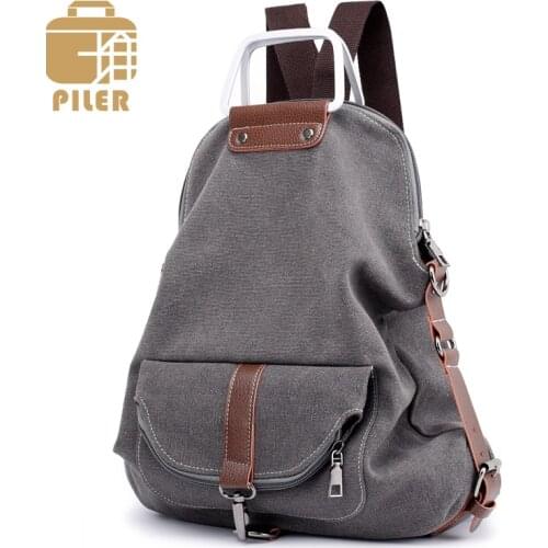 Fashion Canvas Women Backpack Multifunction Ladies Shoulder Bags for Teenager Girls Designer Solid Canvas Female School Backpack