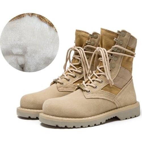 Men Womens Leather Fleece Thermal Army Boots Martin Boot Outdoor Hiking Training Climbing Shooting Desert Tactics Military Shoes
